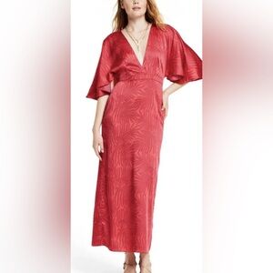 FE NOEL X Target Palm Leaf Contrast Print Flutter Sleeve Maxi Dress Size 14